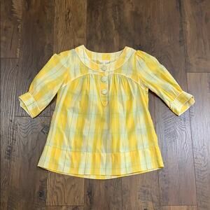 Fcuk jeans yellow plaid pullover top
